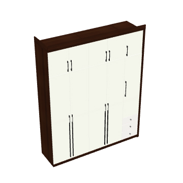 Elegant Brown Master Bedroom Combo Wardrobe 3D Model