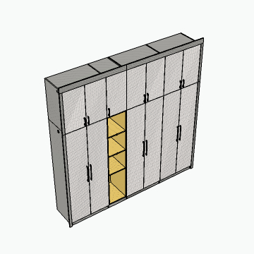 Sleek Gray Wardrobe Combination 3D Model