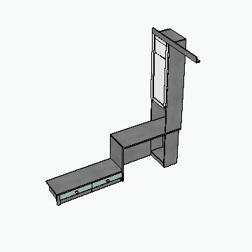 Gray Wardrobe Combination 3D Model for Modern Bedrooms